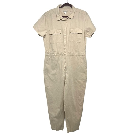 Outerknown NWT S.E.A. Organic Cotton Linen Natural Coveralls Jumpsuit Women’s XL - Picture 6 of 16